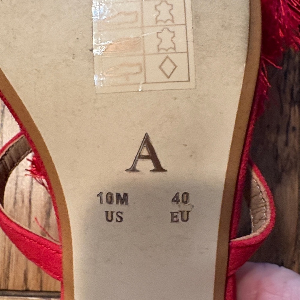 Anthropology Red Tassel Sling Back. Size 10 - Picture 11 of 11